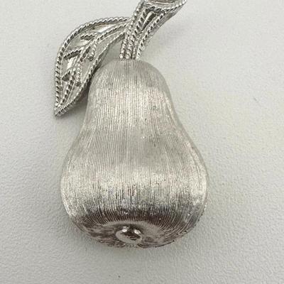 Trifari Silver Tone Pear Pin Brooch