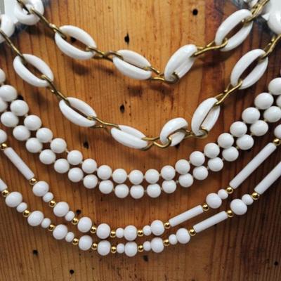 White Vintage Costume Necklace Lot 1