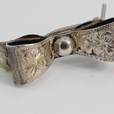 Fleming Mexico Sterling Etched Hair Barrette Vintage 