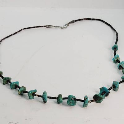 Navajo Heishi Turquoise and Sterling Necklace Vintage 