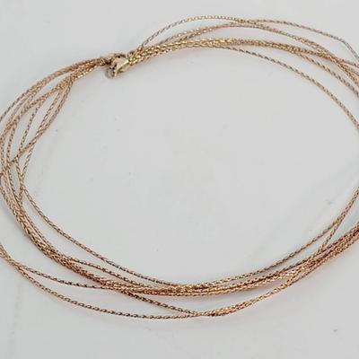 Rose Gold Over Sterling 925 Italy Lirm Braided Strand Necklace 
