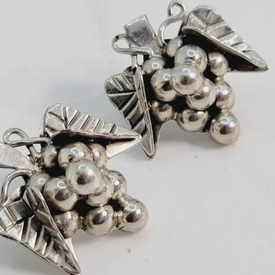 Sterling Silver Grape Cluster Earrings Perfect For Wine Night