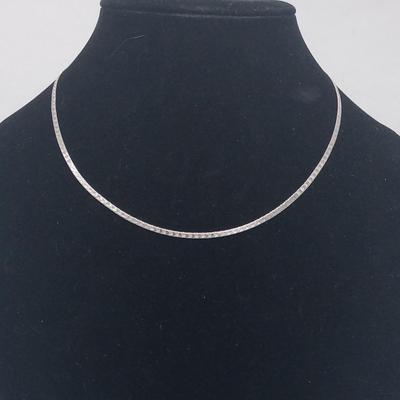 Sterling Silver Flat Heart Chain Necklace Italy 