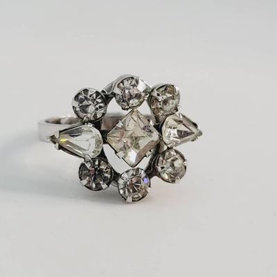 Adjustable Rhinestone Starburst Ring Great Sparkle