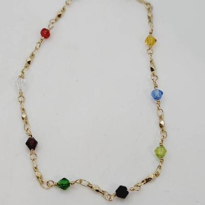 24k Gold Plate Rainbow Crystal Bracelet