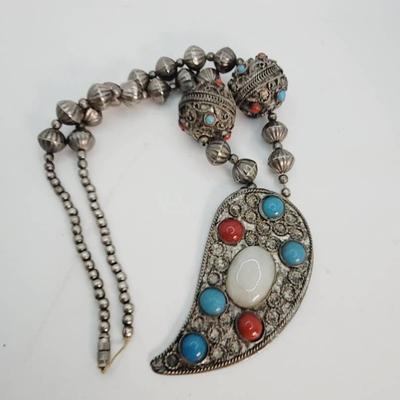 Afghan Kuchi Style Paisley Drop Necklace 