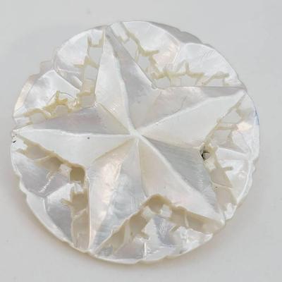 Mother Of Pearl Star Of Bethlehem Hand Carved Pin