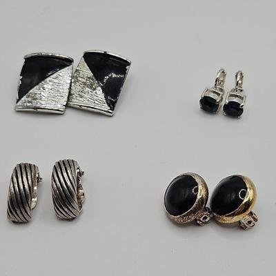 Work To Weekend Clip Earring Lot 4 Pair Vintage Modern Premier Signed 