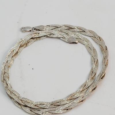 Braided Flat Chain Sterling 925 Necklace Italy 