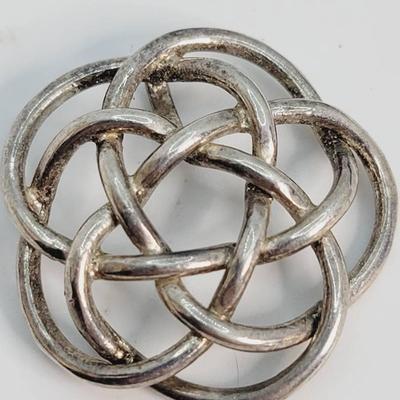 Sterling Silver Knotwork Woven Wire Pendant 925 Silver
