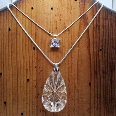 Sparkle Silver Tone And Clear Necklace Lot Prom Wedding 