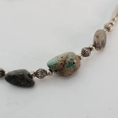 Southwest Sterling Raw Turquoise Chunk Necklace 