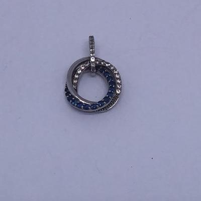Sterling Silver Sun Blue Saphine White Topaze Pendant 