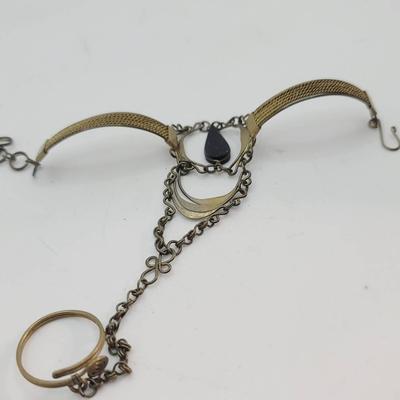 Onyx Wire Bracelet and Ring Boho Festival Style Vintage 