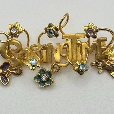 Kenneth Cole Springtime Butterfly Flower Gold Tone Brooch Pin