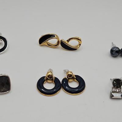 Navy, Silver Tone, and Gold Costume Earrings Work To Weekend Retro Styles