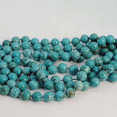 Beautiful Chinese Turquoise Hand Knotted Bead Necklace 