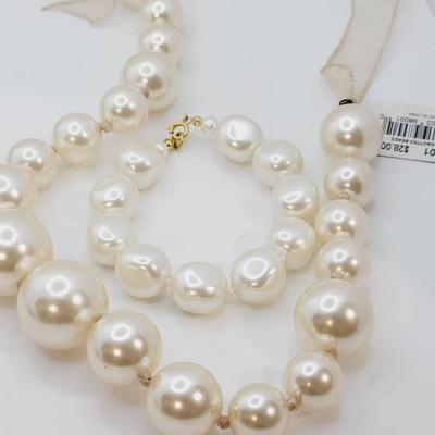 Cookie Lee Faux Pearl on Ribbon Necklace And Unbranded Bracelet 
