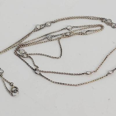 Sterling Silver Crystal Chain Necklace 925