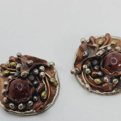Schoen Mexico Clip Earrings Silver Copper Brass
