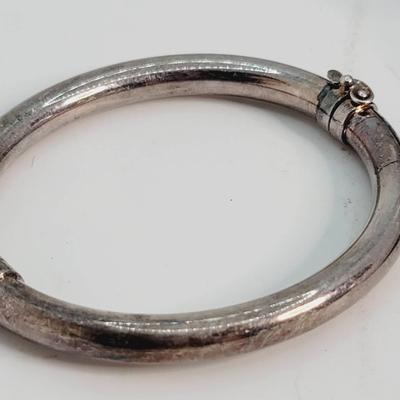 Italian Silver Sterling Hinge And Clasp Bangle Bracelet 925