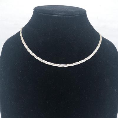 Sterling silver braided flat chain necklace 