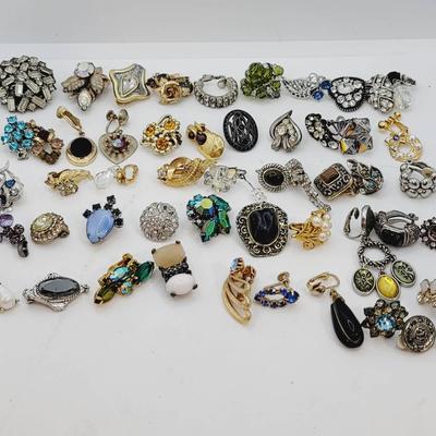 Mixed Designers 50pc Single Earring Lot Many Rhinestone 