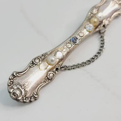 Silver Plate Flatware Jewelry Chatelaine Pin 