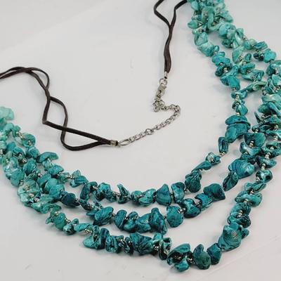 Mermaid Bib Necklace Dyed Shell Multi Strand 