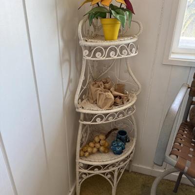 Sale Photo Thumbnail #43: White Wicker corner shelf 