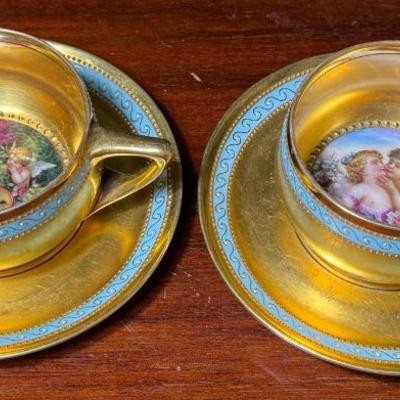 Pair of antique dresden teacups