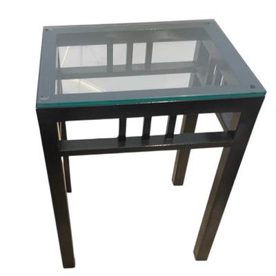 Three piece glass and metal table set