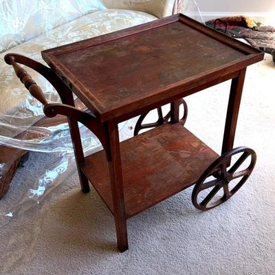 Wood bar cart