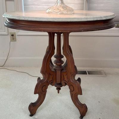 Empire style side table with marble top 