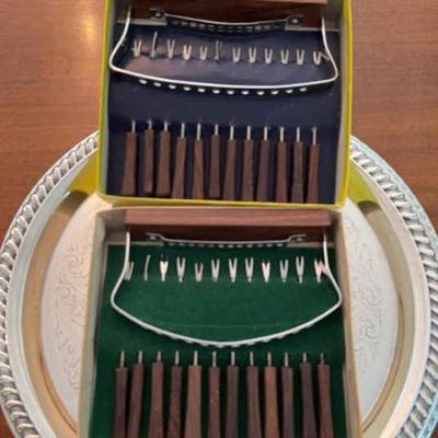 Appetizer fork sets with serving tray