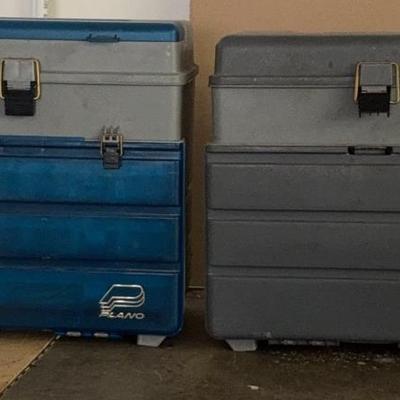 Pair of plano storage cases with nuts and bolts