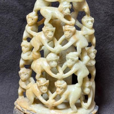Carved soapstone monkey sculpture