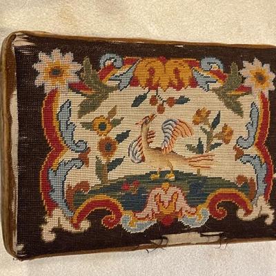 Two vintage hand stitched foot rests