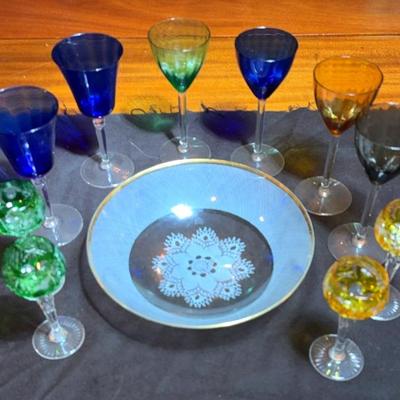 Vintage cordial glasses cut to clear and others