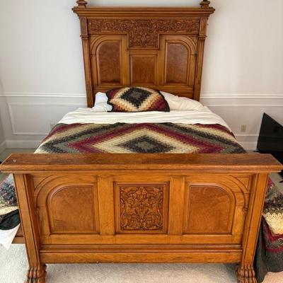 Hand carved antique bed can frame king sized