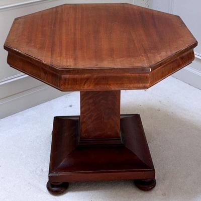 Wood entry hall pedestal table