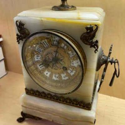 Ansonia stone and brass clock