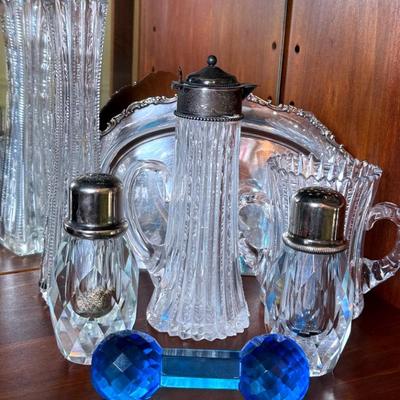 Assorted cut glass serving pieces
