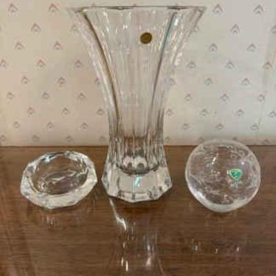 Lenox german lead tall crystal vase crystal round kusak bowl & ashtray