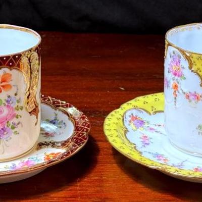 Pair antique dresden teacups