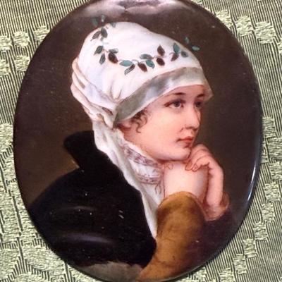 Antique miniature portrait on porcelain