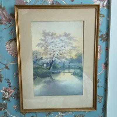 Sale Photo Thumbnail #110: Original Vintage Japanese signed Watercolor art, Watanabe. 