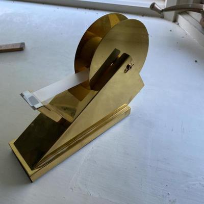 Sale Photo Thumbnail #30: Very unique Gatgo Solid Brass Modernist Tape Dispenser.