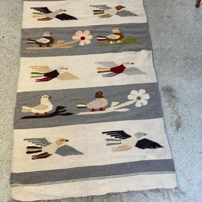 Sale Photo Thumbnail #163: Vintage Boho Wool Weave Rug Wall Hanging. 