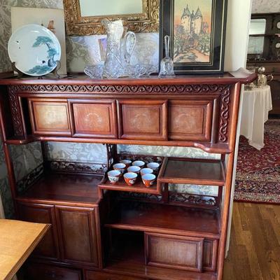 Sale Photo Thumbnail #54: Vintage Rosewood Curio with Alter Top. 